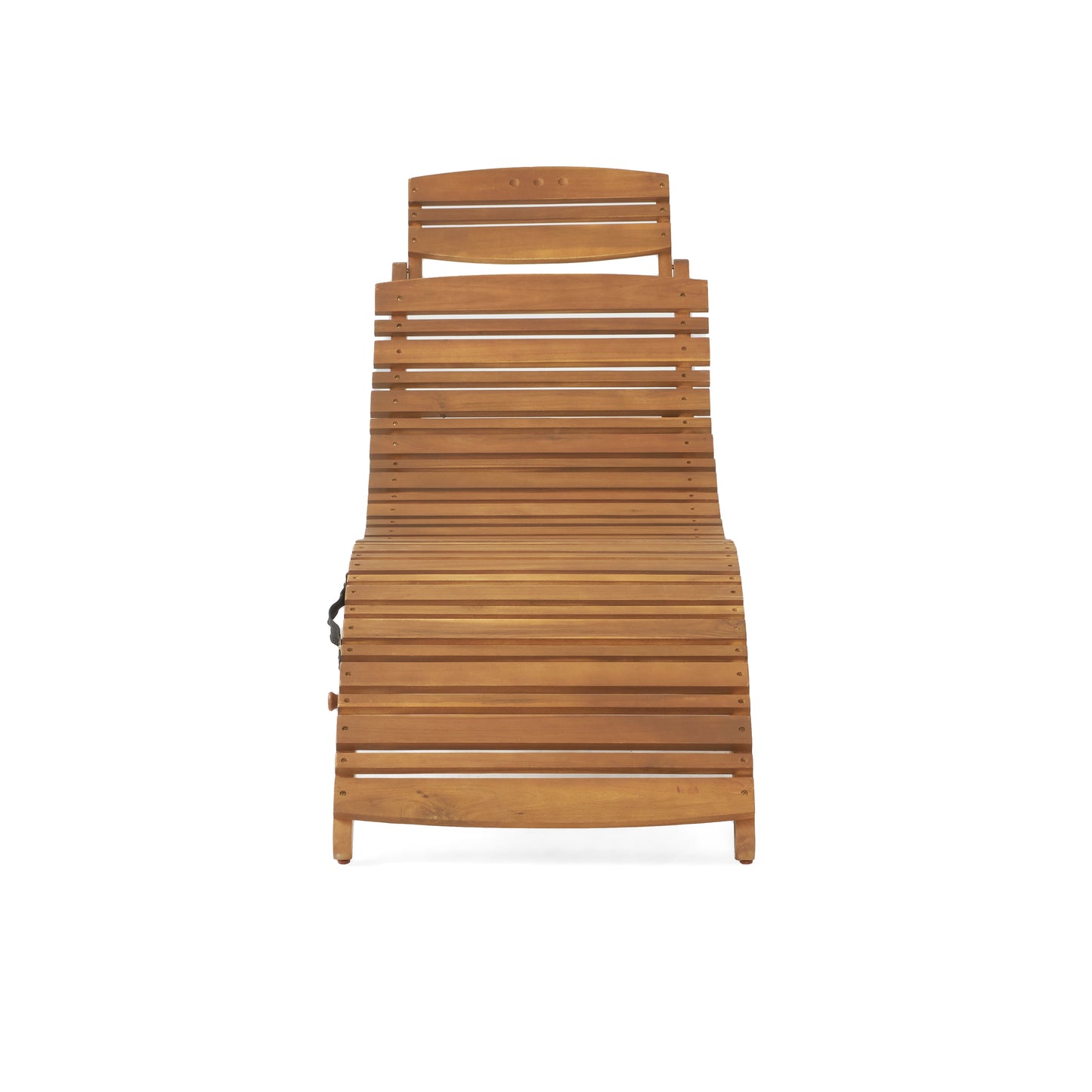 Wooden patio chaise lounge chair with adjustable backrest and slatted design
