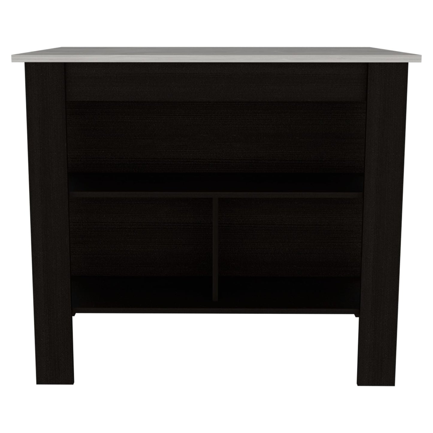 Dark oak finish console table with open shelving