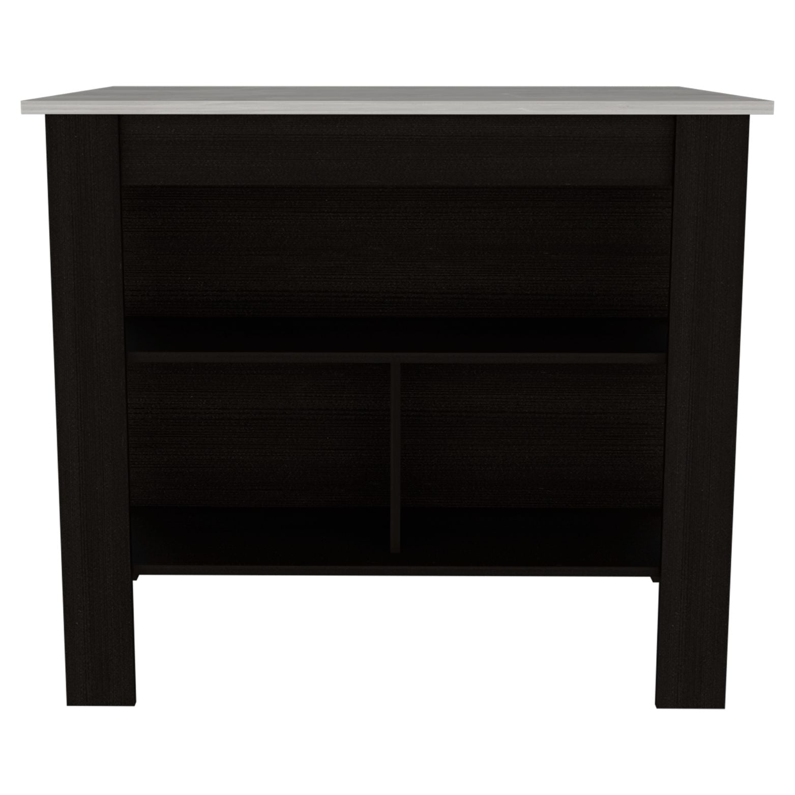 Dark oak finish console table with open shelving