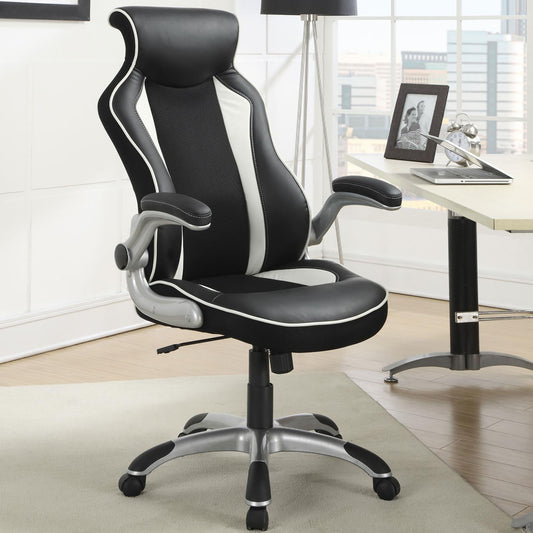 Black and white racing gaming chair with ergonomic mesh back for ultimate comfort