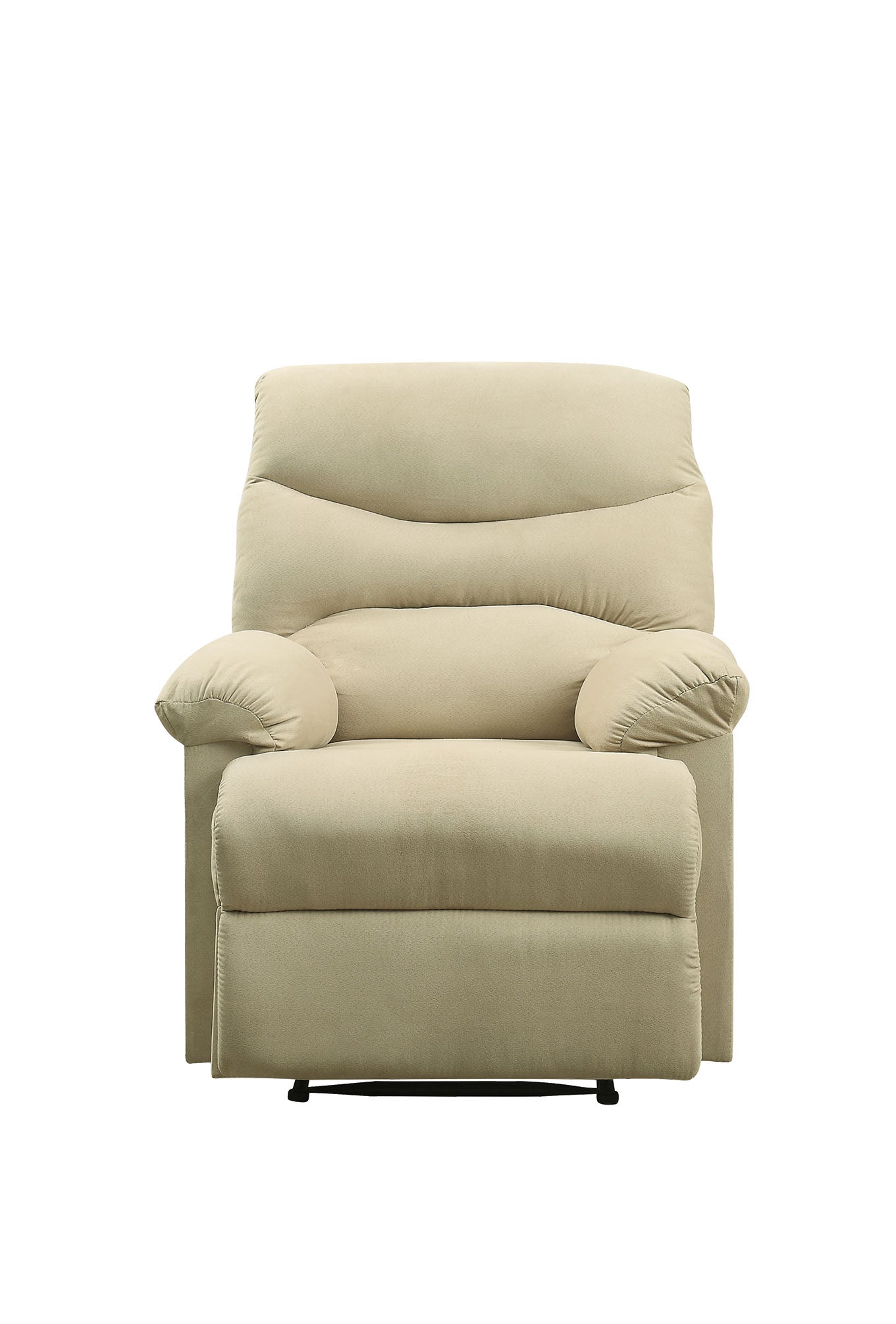Comfortable beige recliner chair with plush cushioning and rolled arms perfect for home relaxation