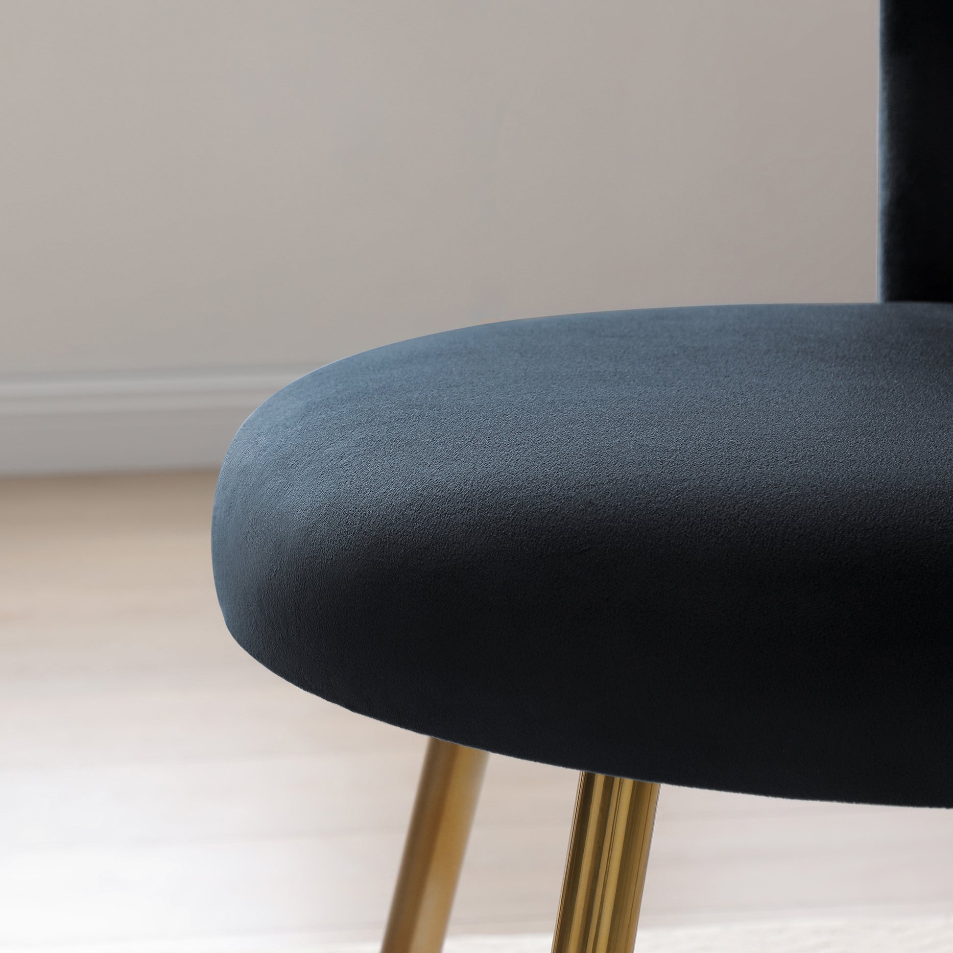 Black velvet dining chair seat with gold tapered legs modern design accent