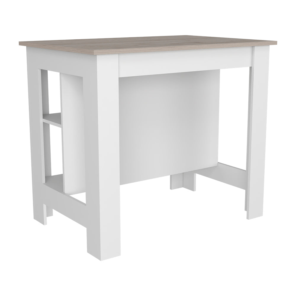 Modern white and wood effect console table with shelf