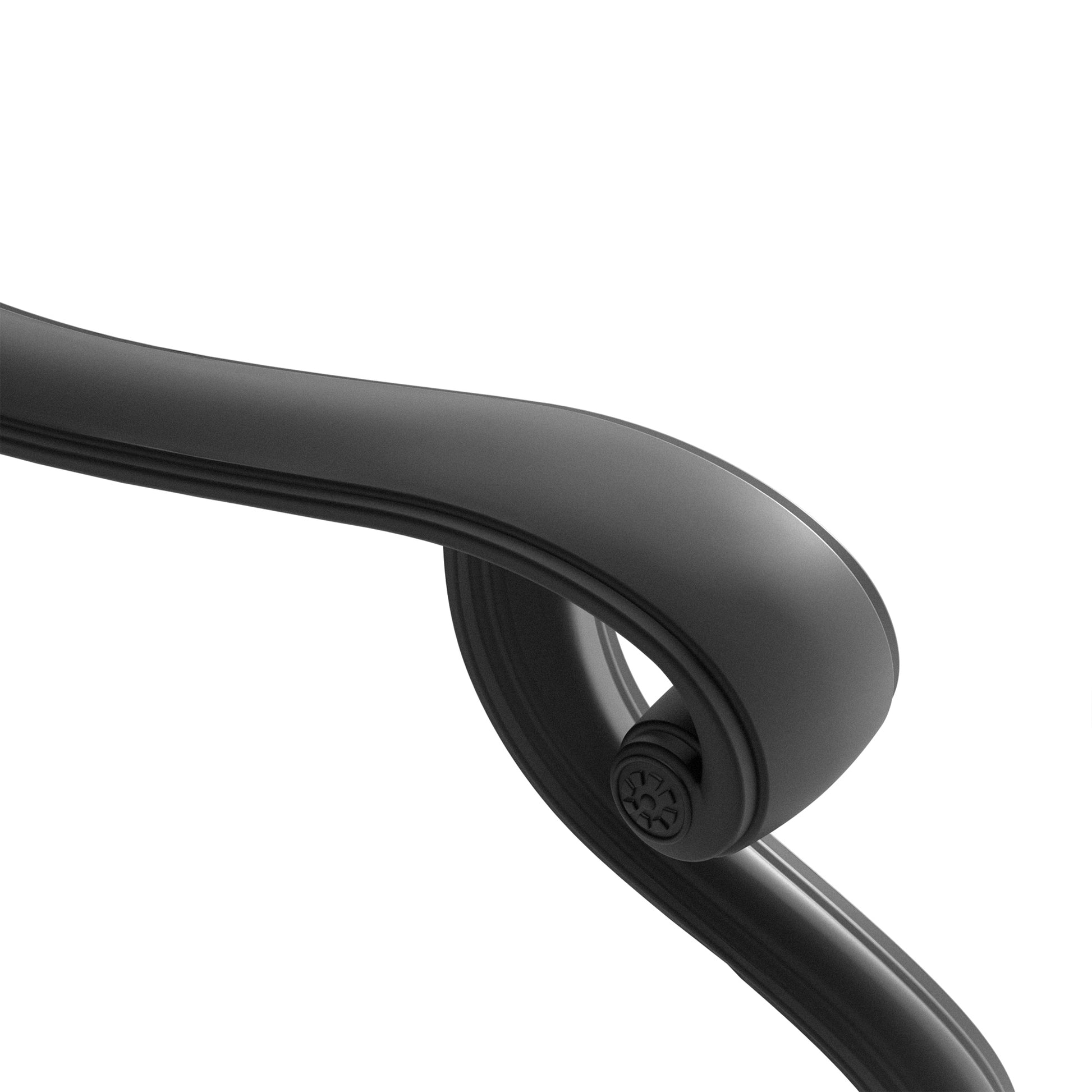 Black metal handrail with decorative scrollwork modern staircase accent