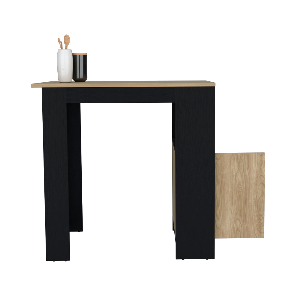 Black and oak console table with a modern design