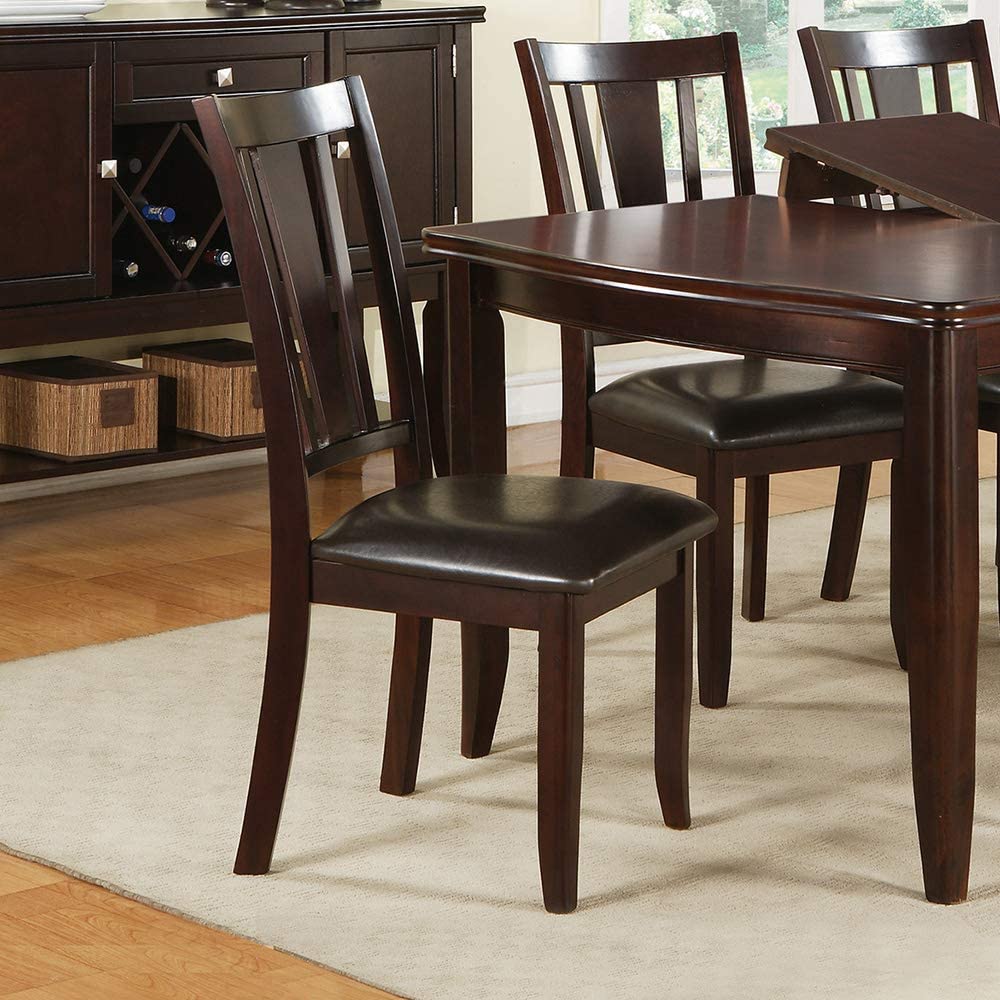 TREATLIFE HOME Set of 2 Contemporary Side Chairs with Brown Faux Leather Cushions, Unique Design for Dining Room or Kitchen