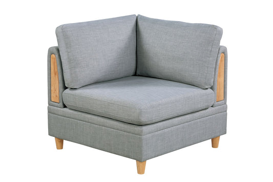 TREATLIFE HOME Living Room Corner Wedge Sofa with Wooden Legs, Contemporary Design in Light Grey Fabric, Soft Comfort