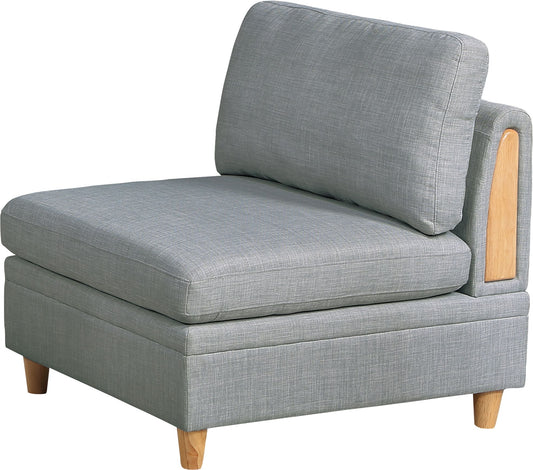 TREATLIFE HOME Contemporary Armless Chair in Light Grey Dorris Fabric with Wooden Legs for Living Room