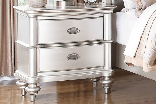 TREATLIFE HOME Classic Elegant Nightstand with 2 Drawers, Modern Design in Beige/White Finish or Antique Silver, for Bedroom