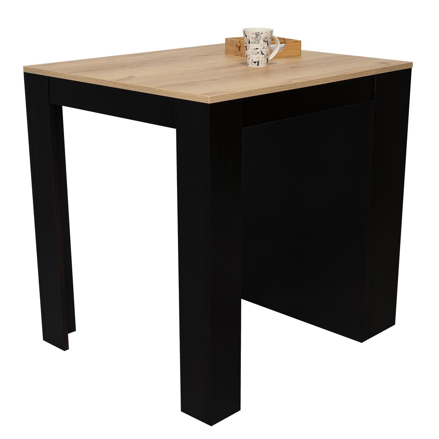 Modern black and wood grain counter height table