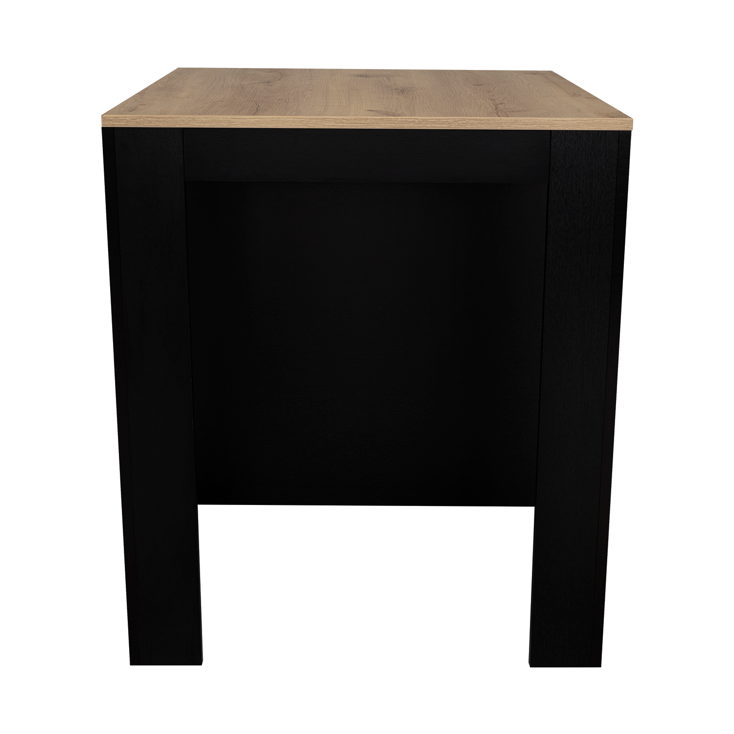 Modern black bedside table with natural oak top Contemporary bedroom accent piece