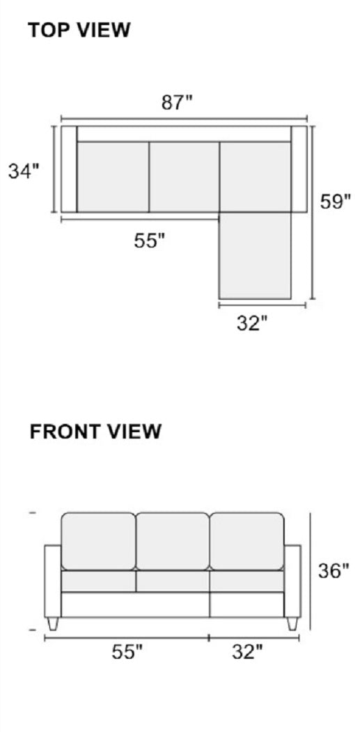 Lshaped sectional sofa dimensions  W x  D x  H Ideal for living rooms