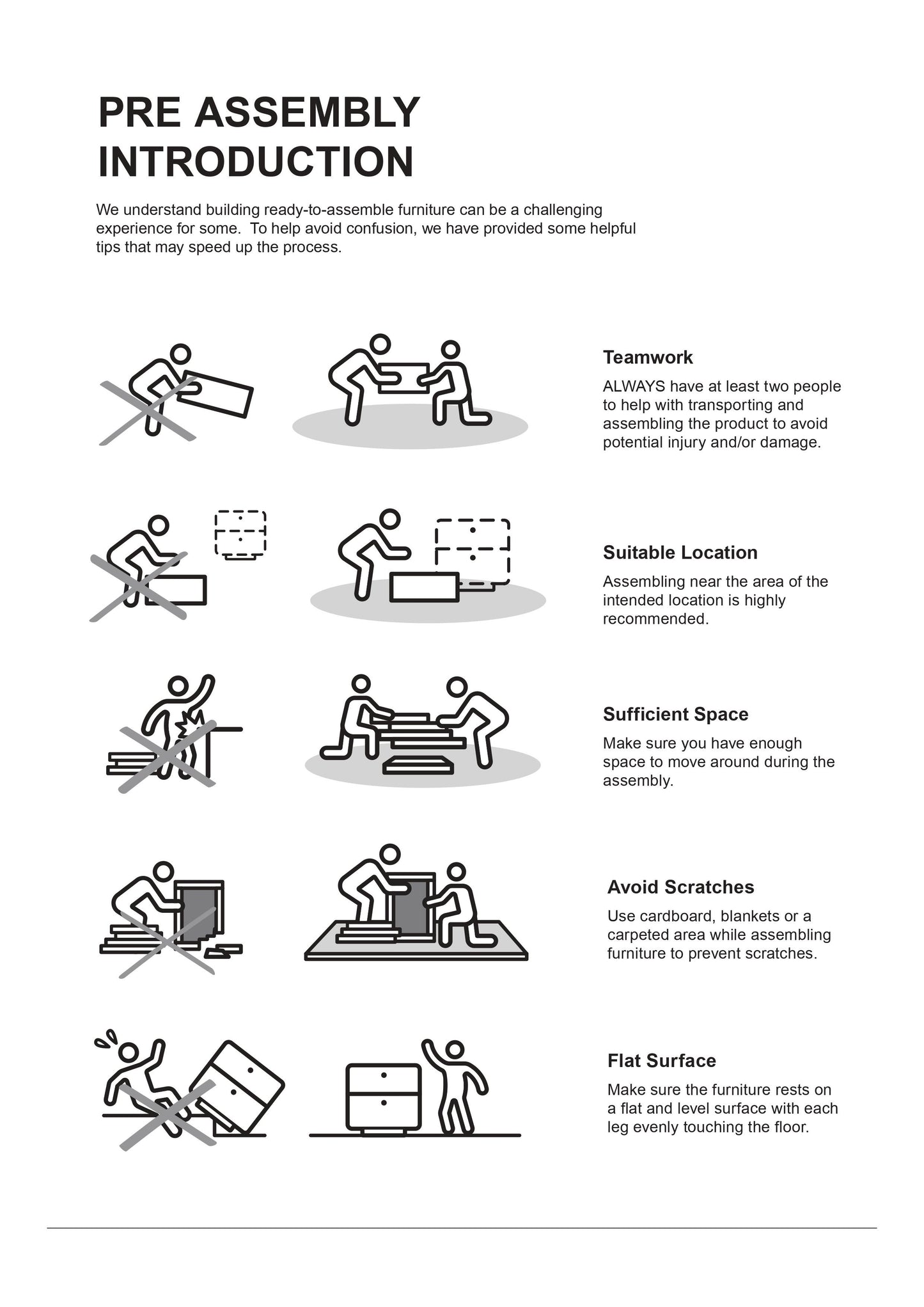 Icon showing two people lifting a box representing teamwork for furniture assembly
