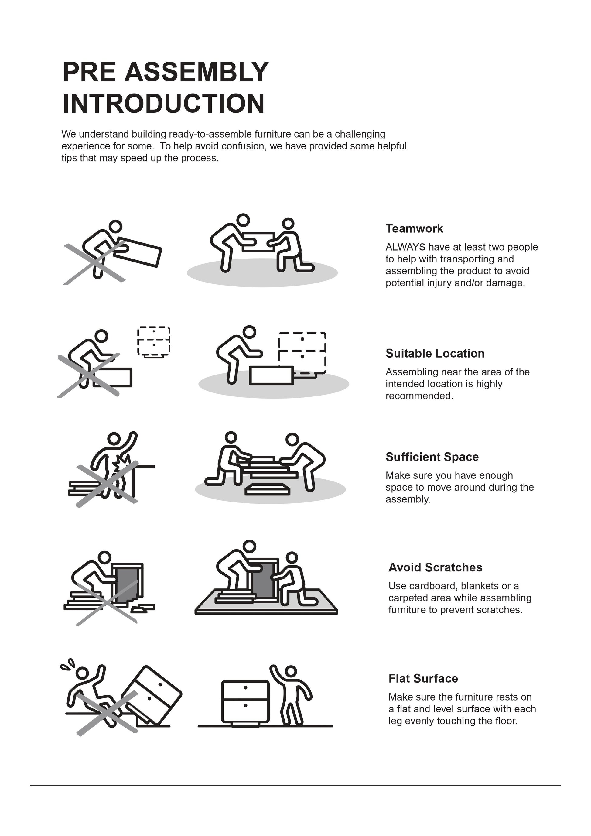 Icon showing two people lifting a box representing teamwork for furniture assembly