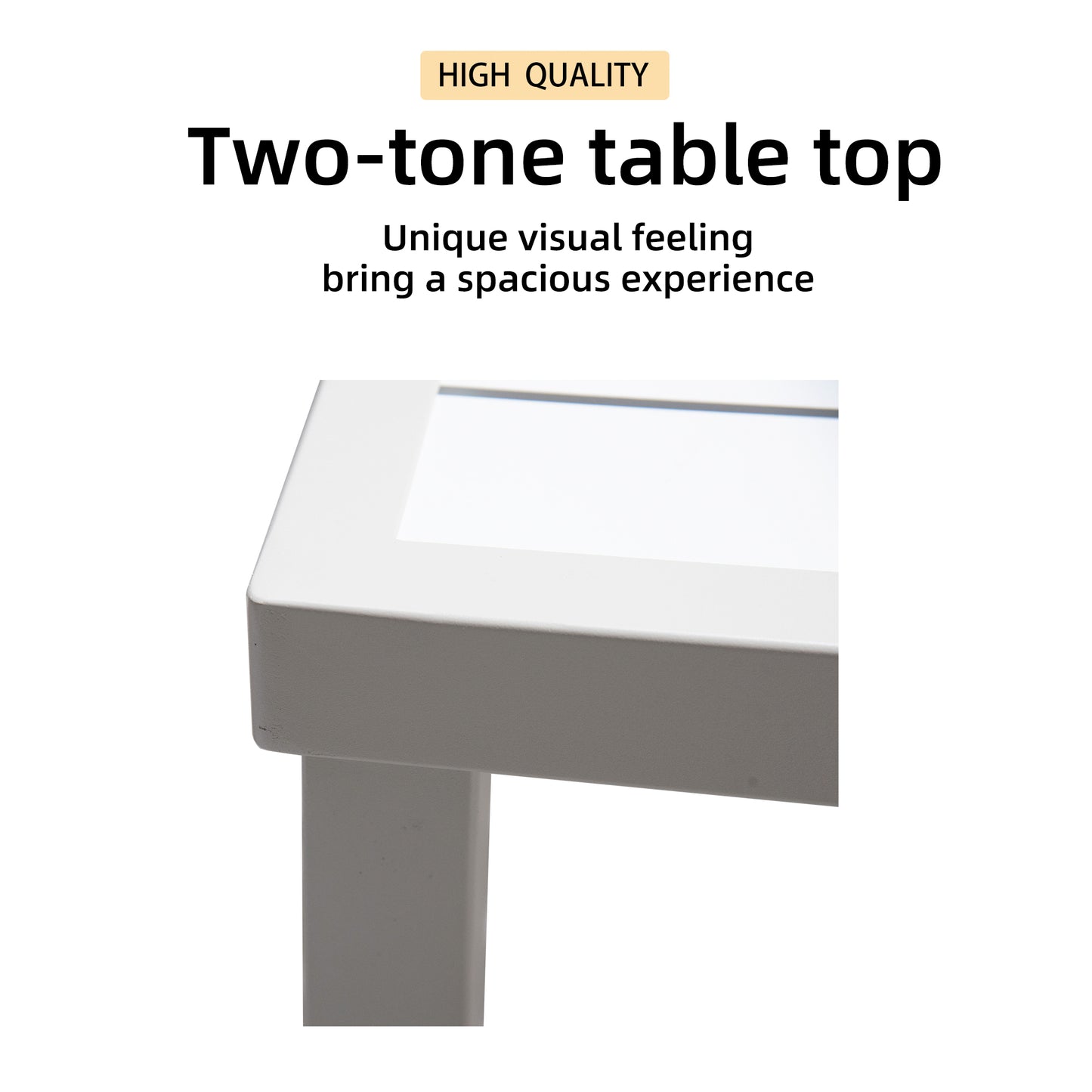 White twotone table top with a light gray base for modern dining