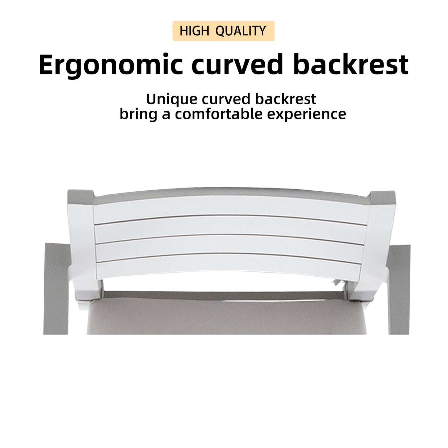 White slatted ergonomic curved backrest for comfortable seating