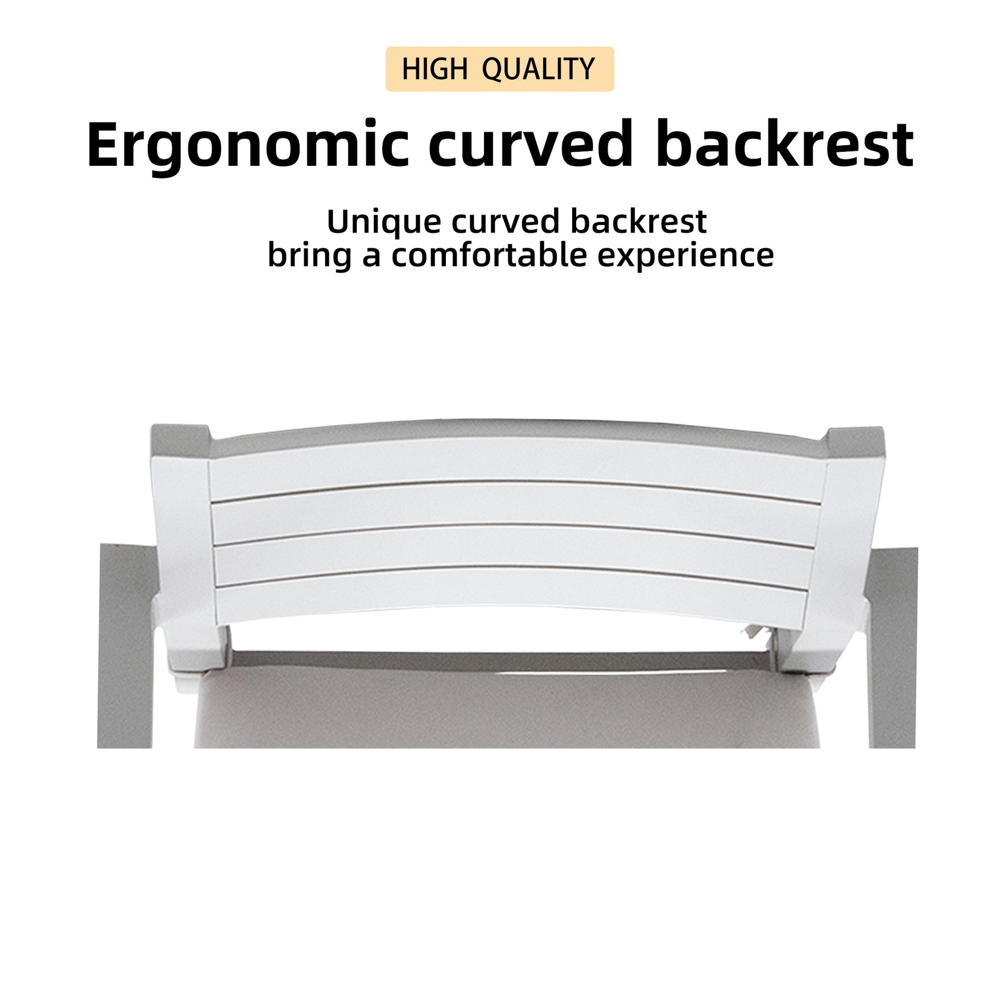 White slatted ergonomic curved backrest for comfortable seating