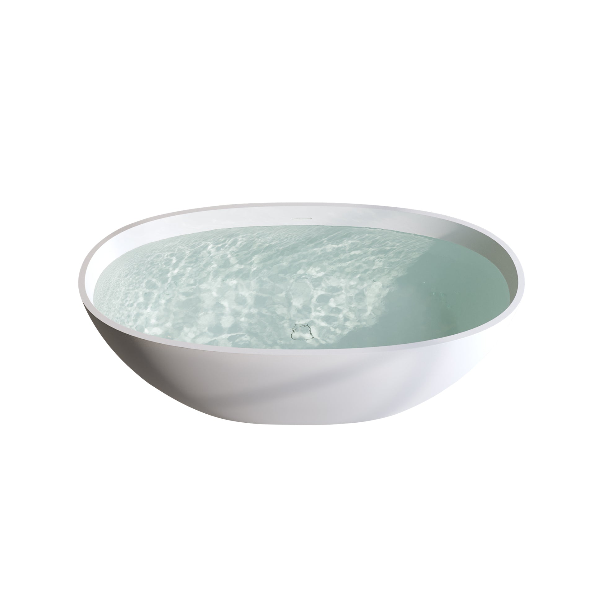 White oval bathtub filled with clear water modern design for spa