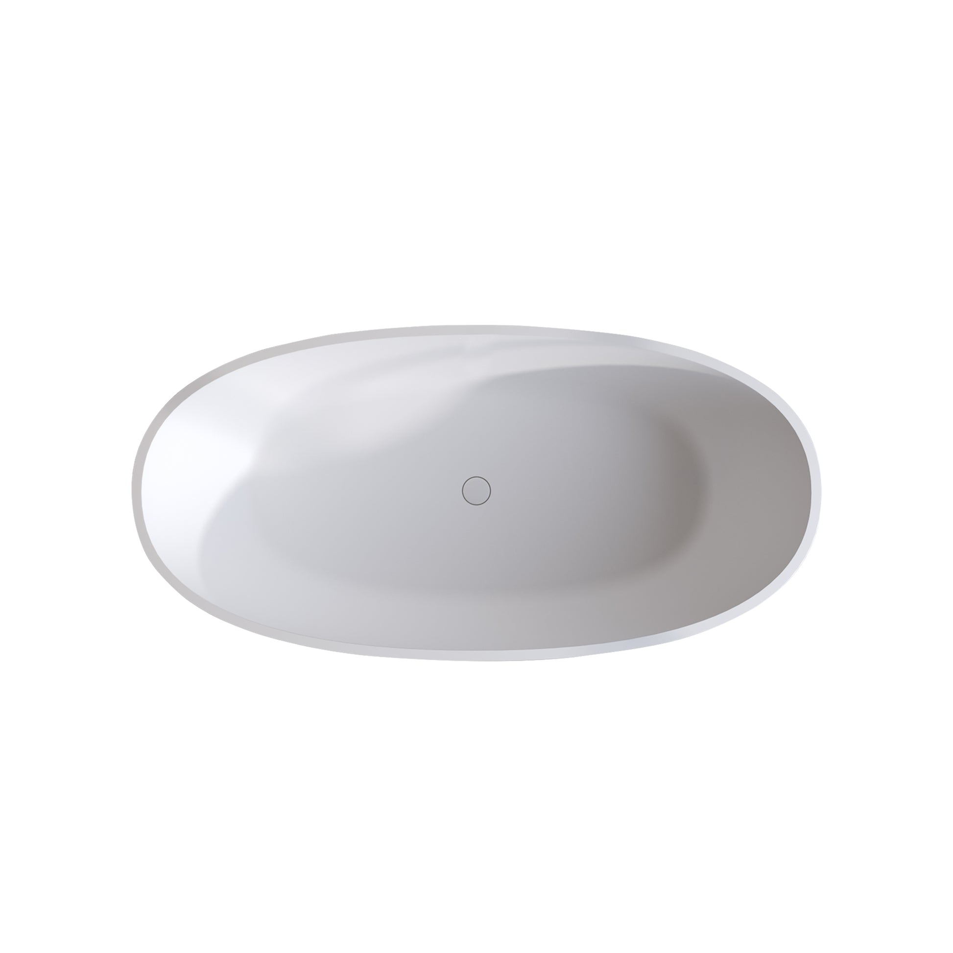 Oval white freestanding bathtub with modern minimalist design