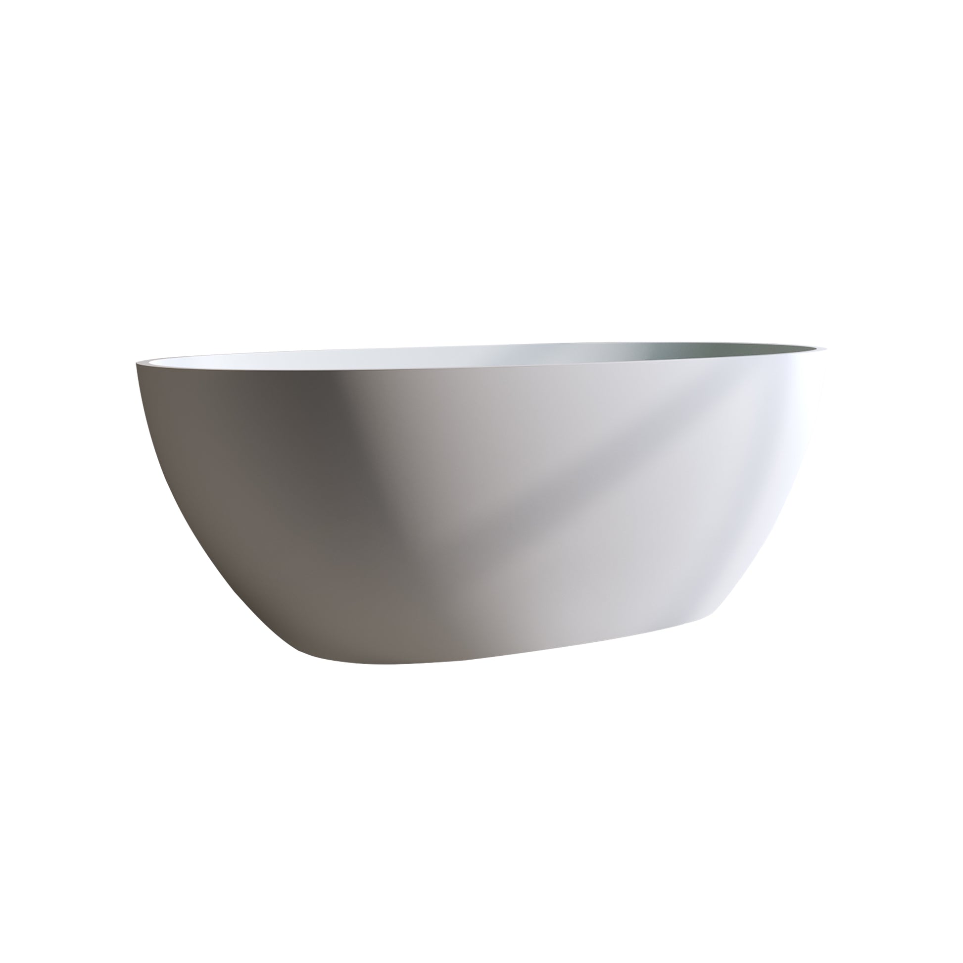 Modern white freestanding bathtub with smooth curved lines ideal for a spalike bathroom