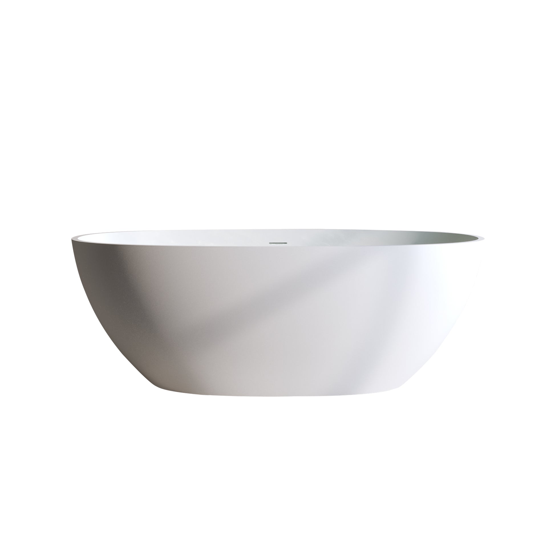 Modern freestanding bathtub in matte white with a sleek oval design for a spalike bathroom