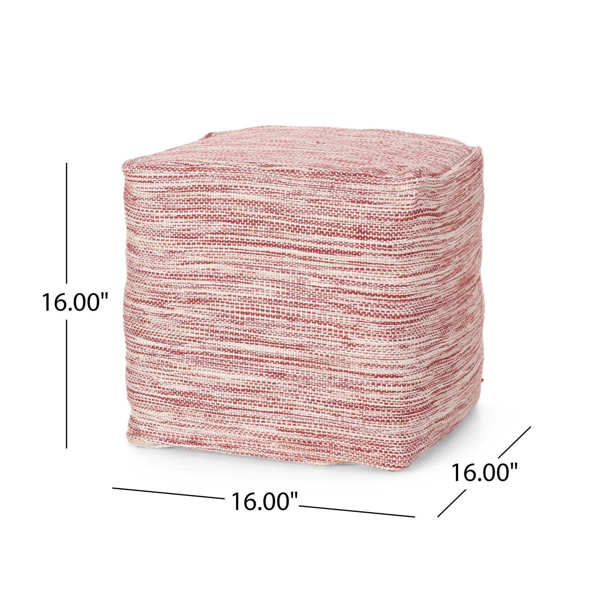 Square woven pouf in red and cream perfect accent for any room