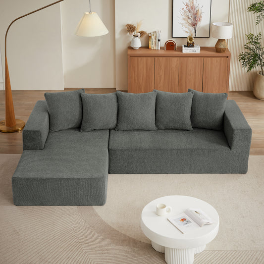 Dark grey fabric sectional sofa with chaise modern design for living rooms