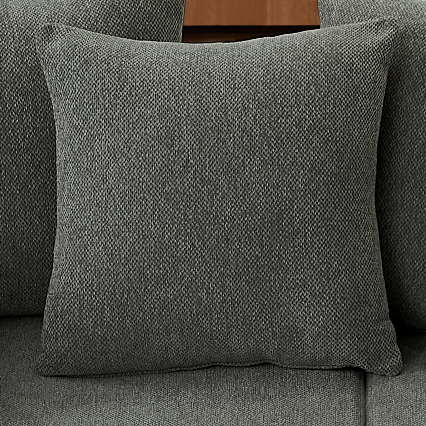 Textured charcoal gray square throw pillow perfect for accenting sofas