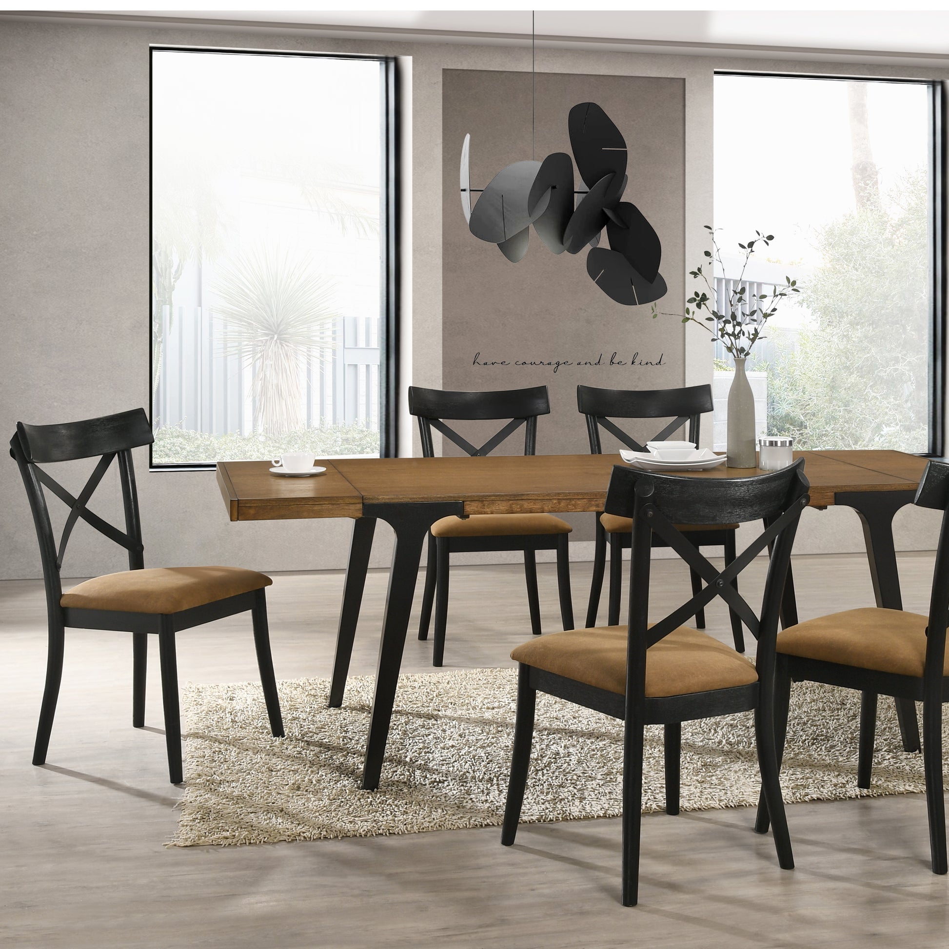Black Xback dining chair with brown suede seat for sale