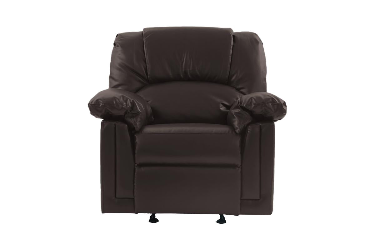 Dark brown leather recliner chair with plush cushioning for ultimate comfort