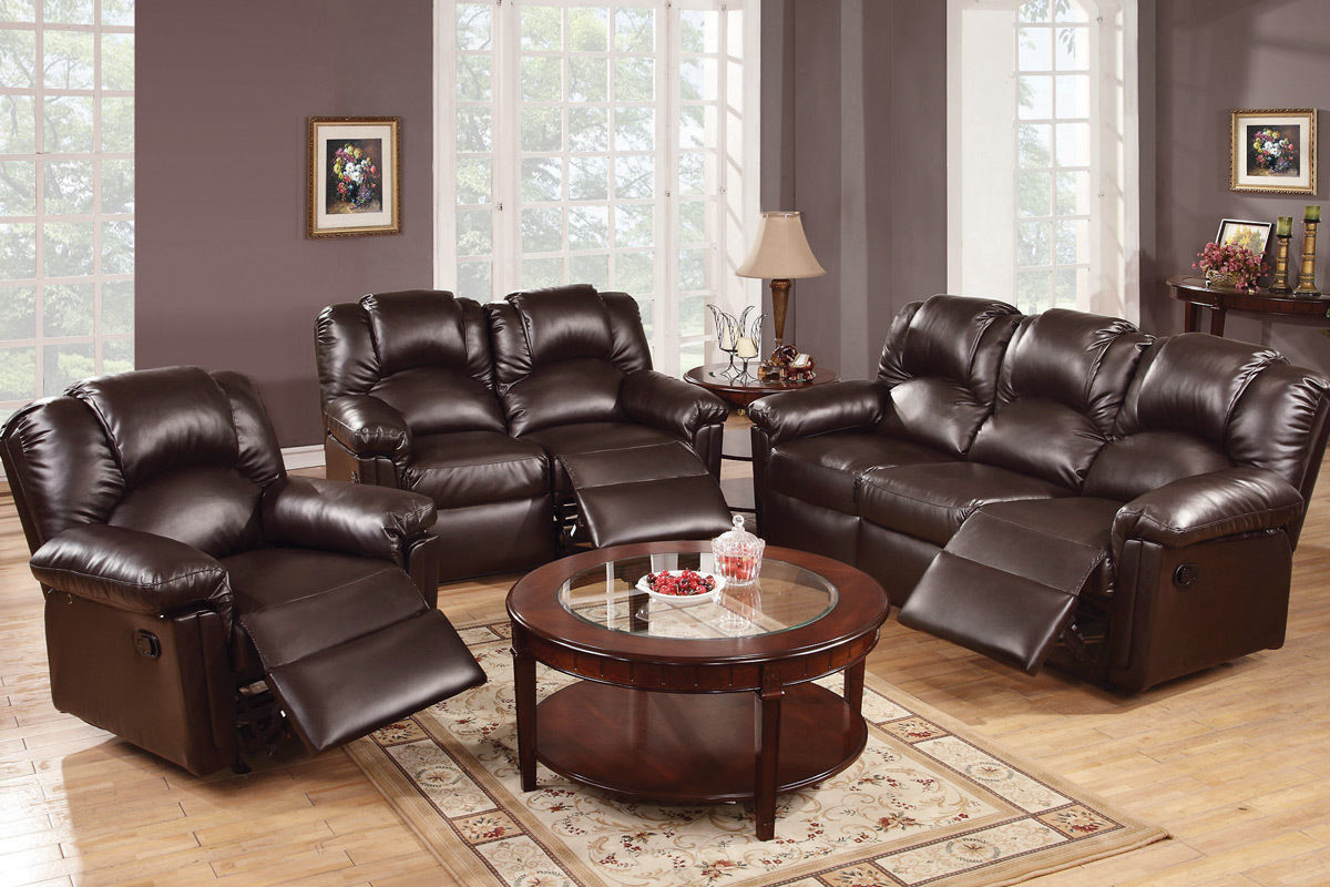 Dark brown leather recliner armchair with plush cushioning and reclining mechanism