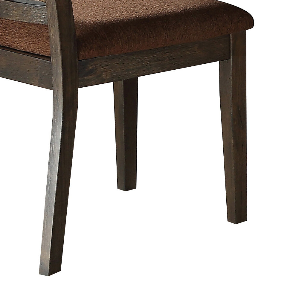 Dark brown upholstered dining chair with sturdy wooden legs