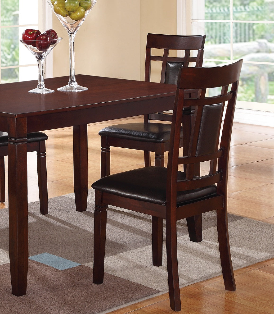 Dark wood dining chair with upholstered seat and back modern design