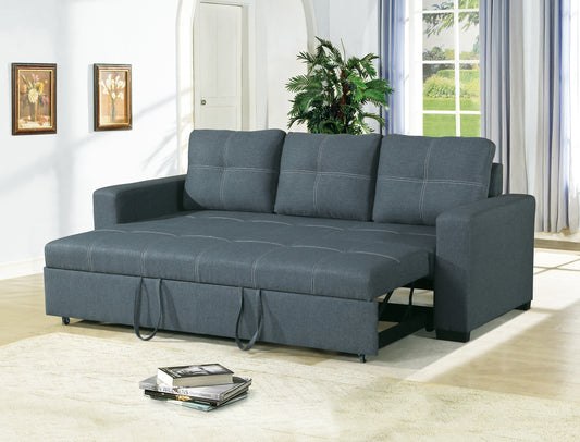 Dark grey upholstered sofa bed with tufted cushions modern design for living spaces