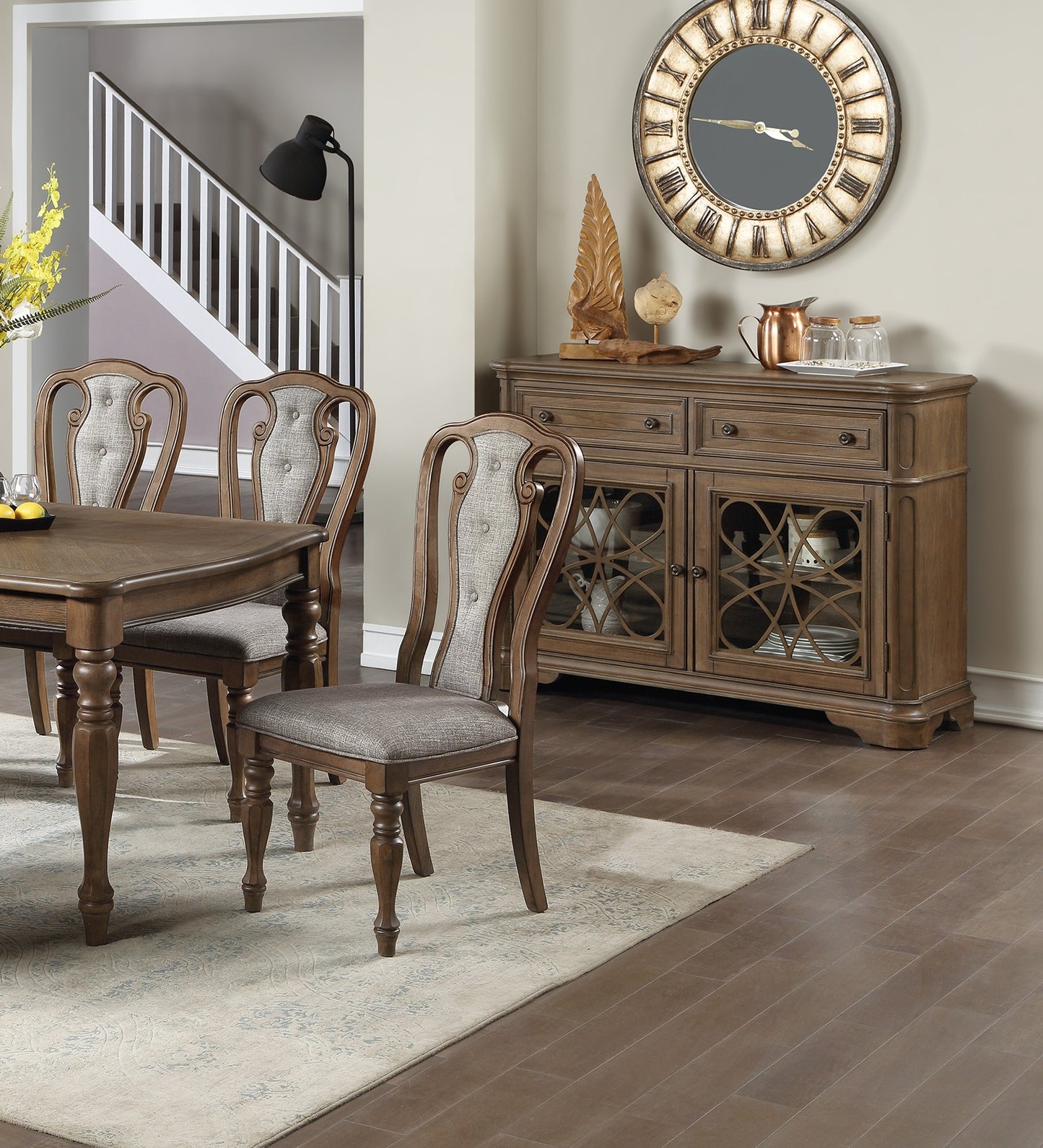 TREATLIFE HOME Set of 2 Upholstered Dining Chairs with Tufted Back Cushion, Contemporary Design, Brown Finish