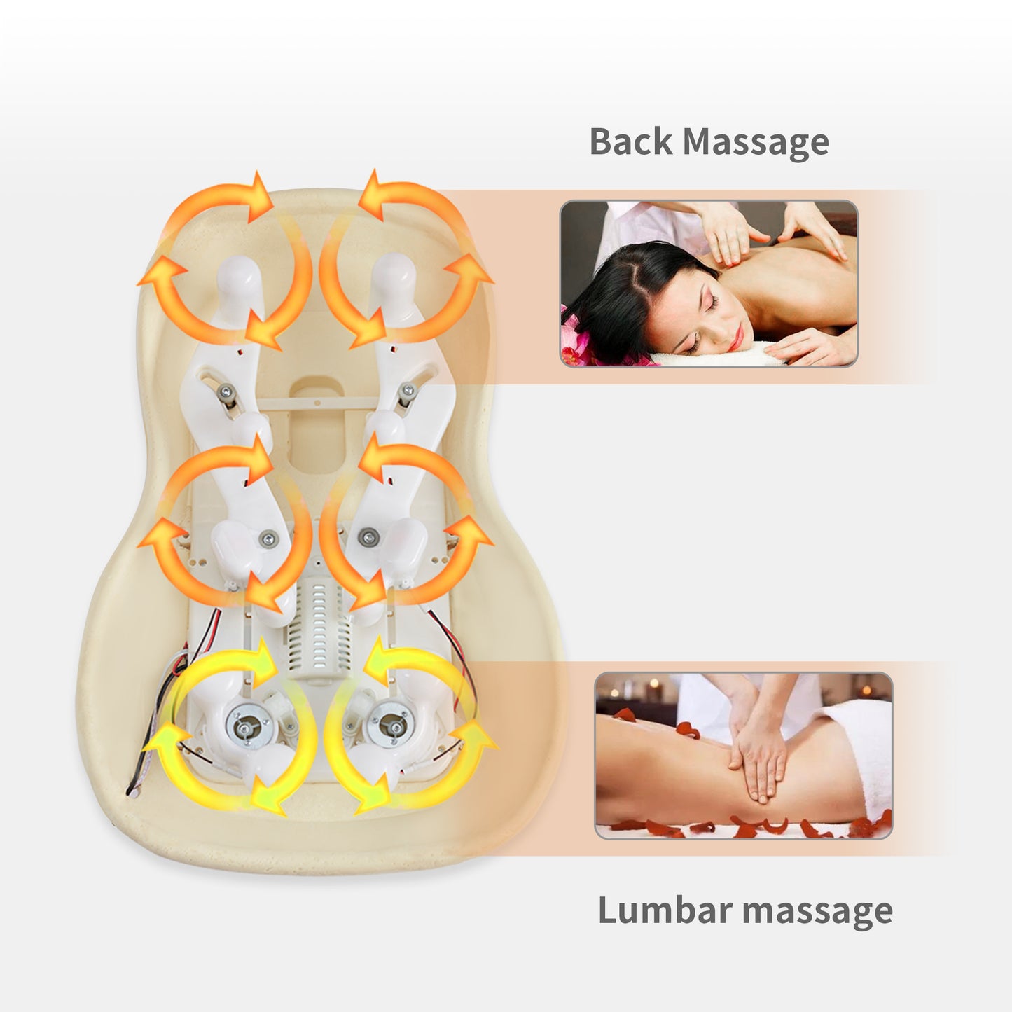 Massage chair mechanism with rotating nodes for back massage