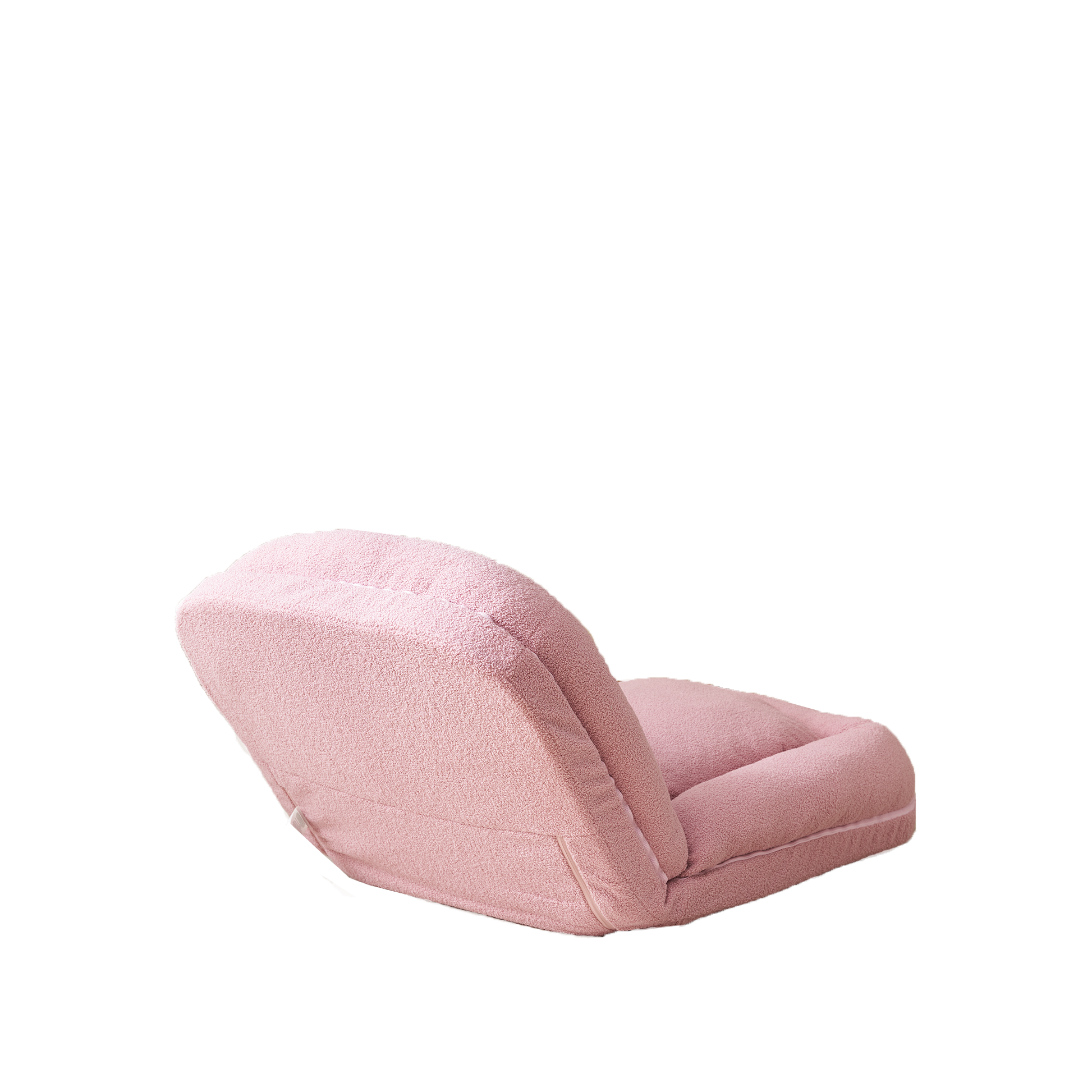 Cozy pink sherpa floor chair with adjustable backrest for comfortable lounging