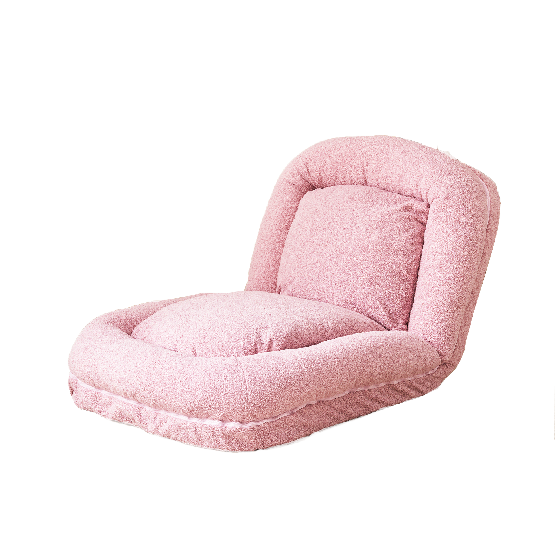 Plush pink floor chair with adjustable backrest perfect for cozy living spaces