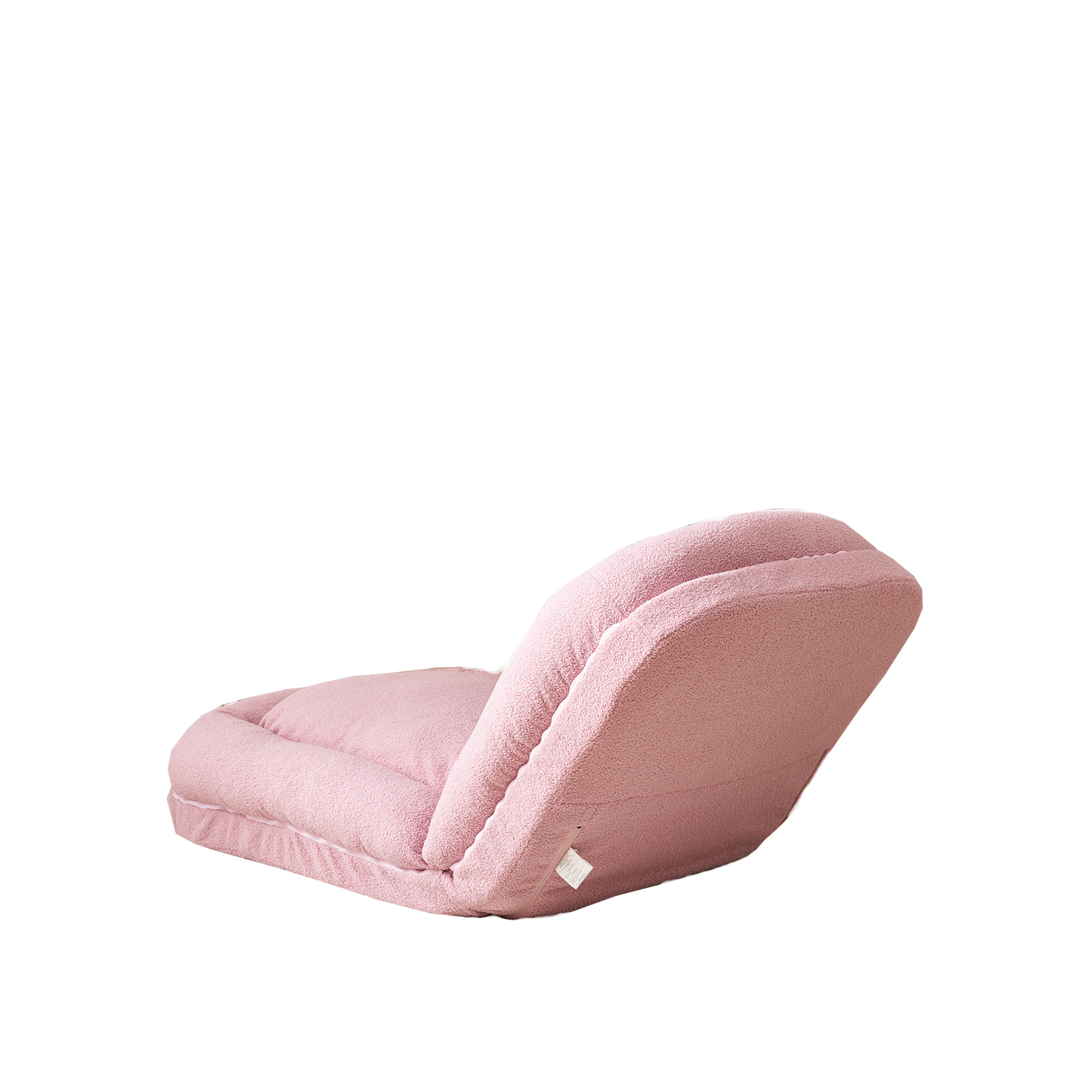 Plush pink accent chair with a textured boucle fabric perfect for a cozy reading nook