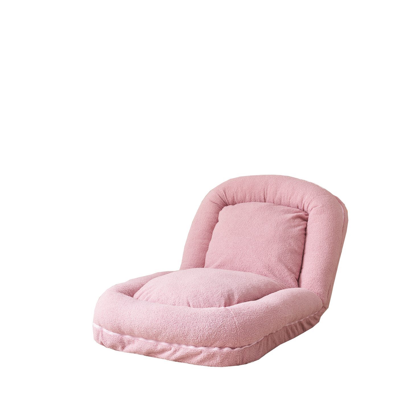 Plush pink floor chair with a soft sherpa texture perfect for comfortable lounging