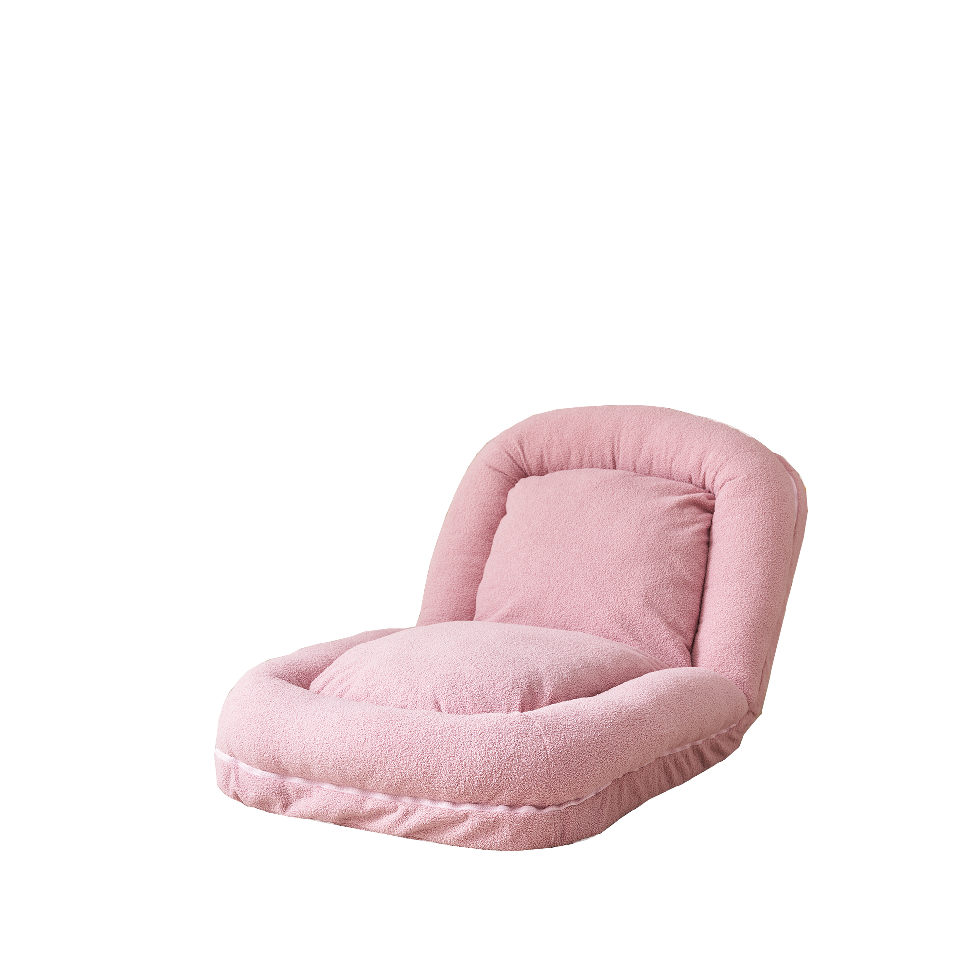 Plush pink floor chair with a soft sherpa texture perfect for comfortable lounging