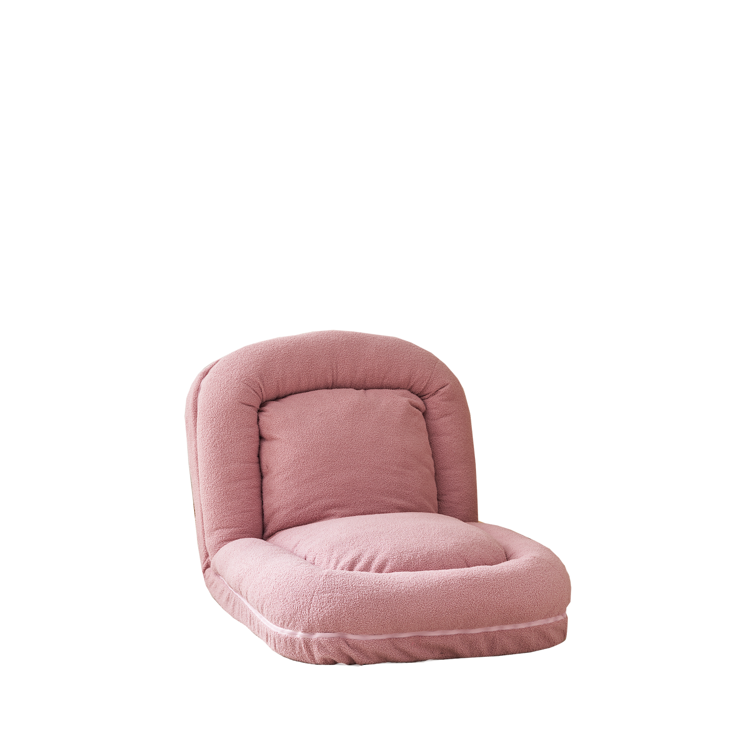 Plush pink floor chair with adjustable back perfect for cozy reading or gaming