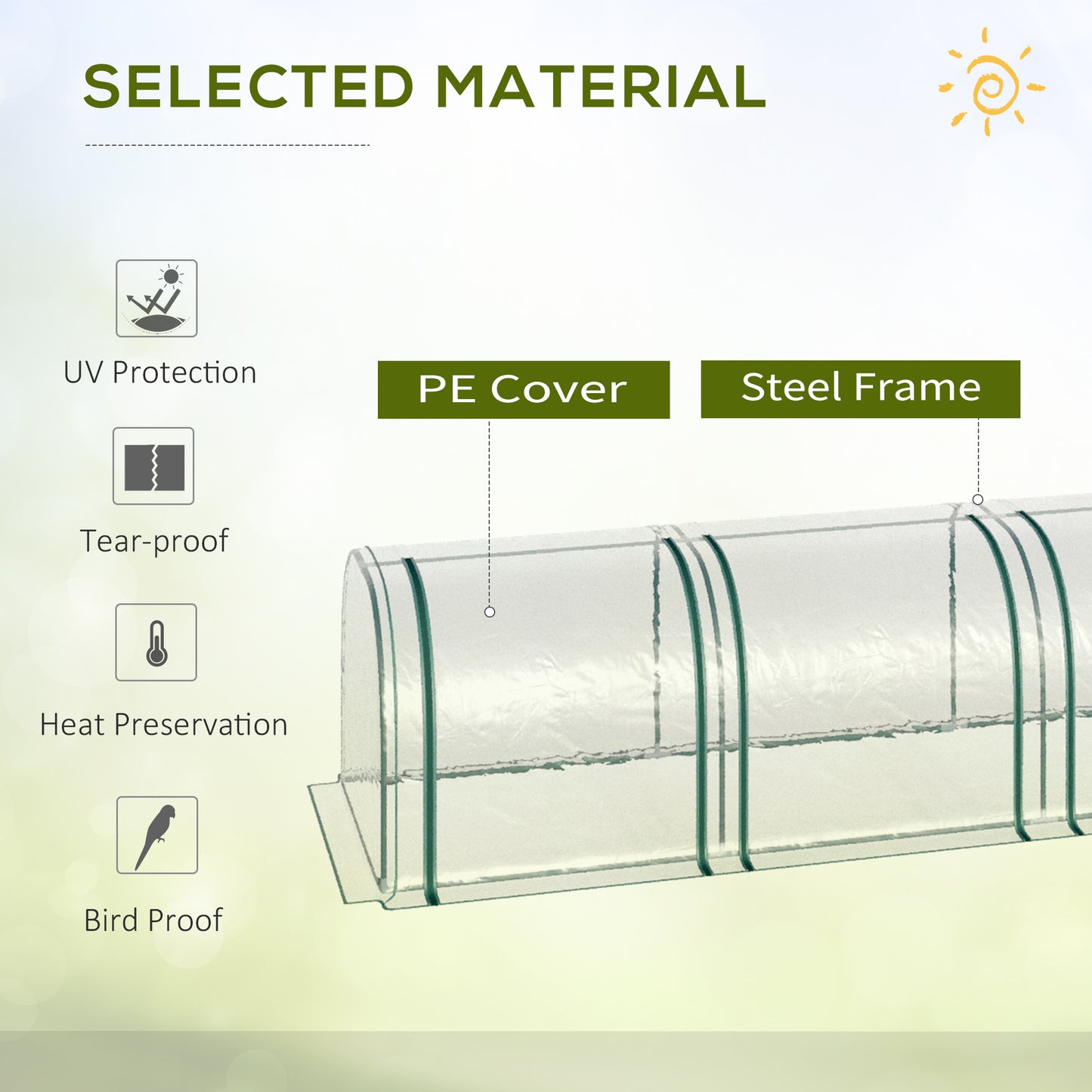Mini greenhouse with UV protection PE cover and steel frame