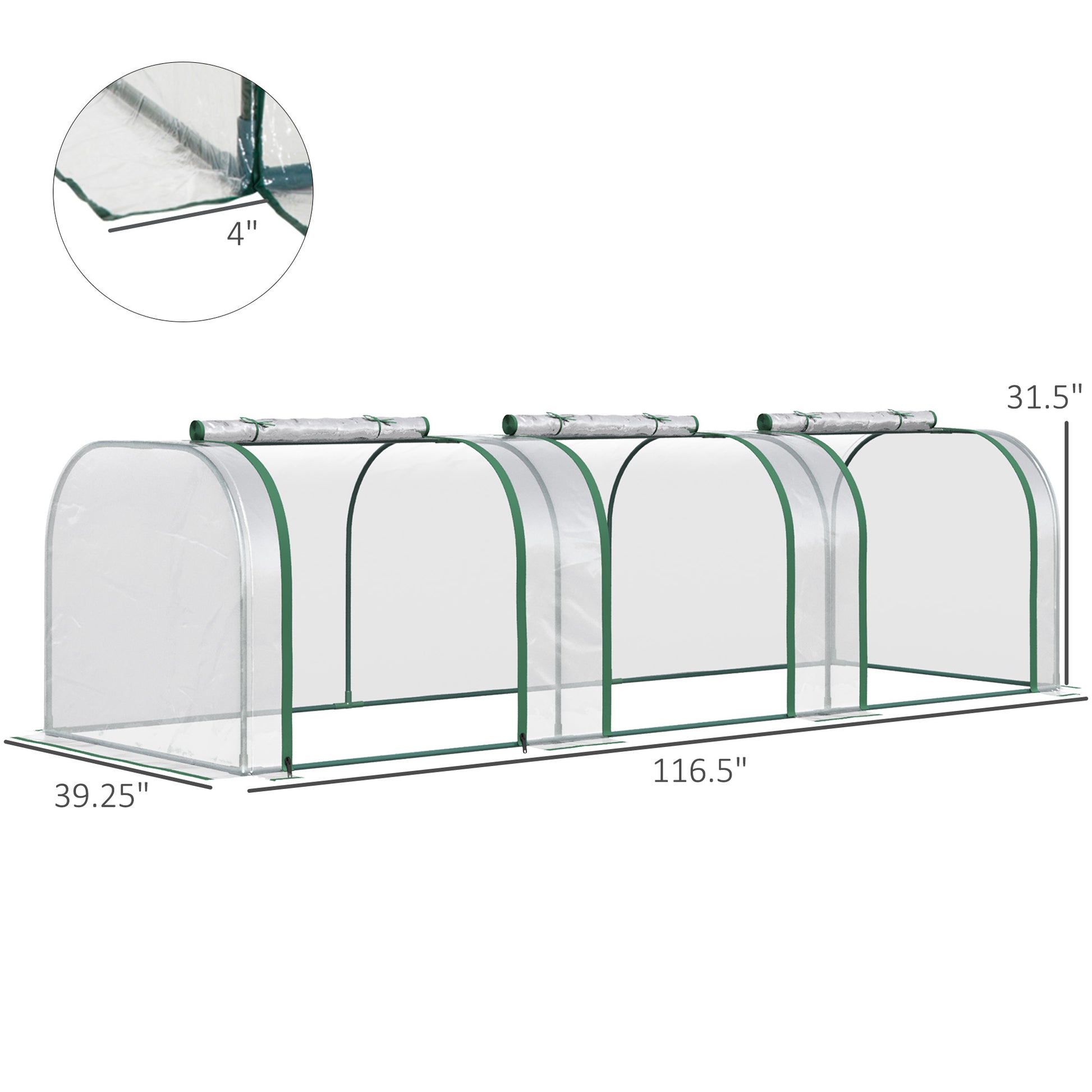 Clear PVC mini greenhouse with green frame  L x  W x  H