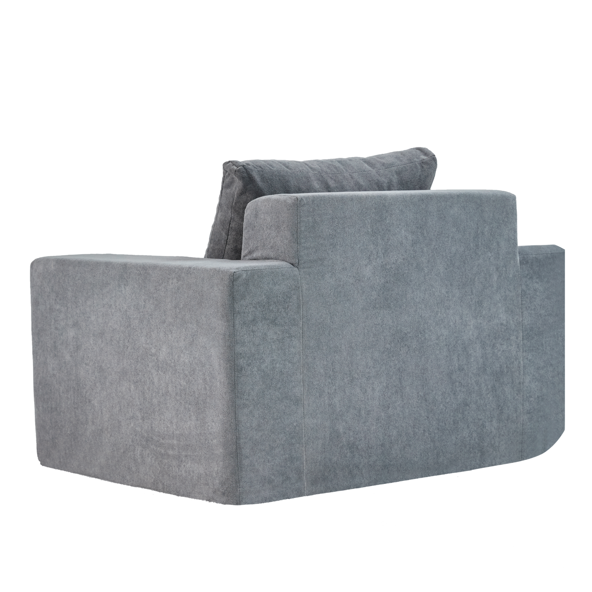 Modern gray upholstered sofa armrest detail plush fabric with clean lines for living room comfort