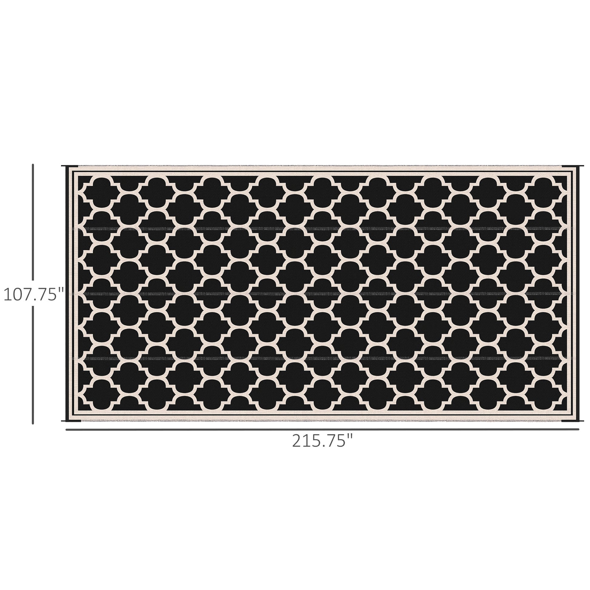 Black and cream quatrefoil indoor rug ft x ft