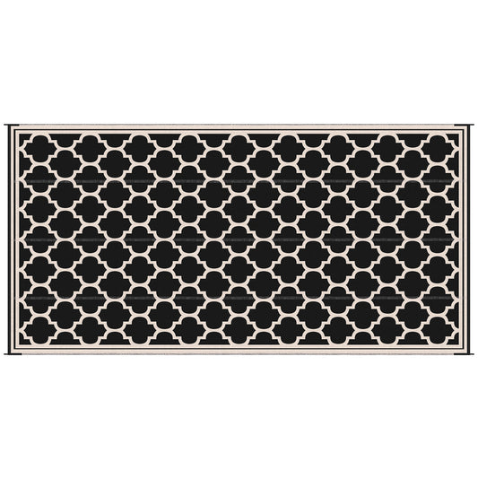 Black and cream quatrefoil pattern area rug modern geometric design