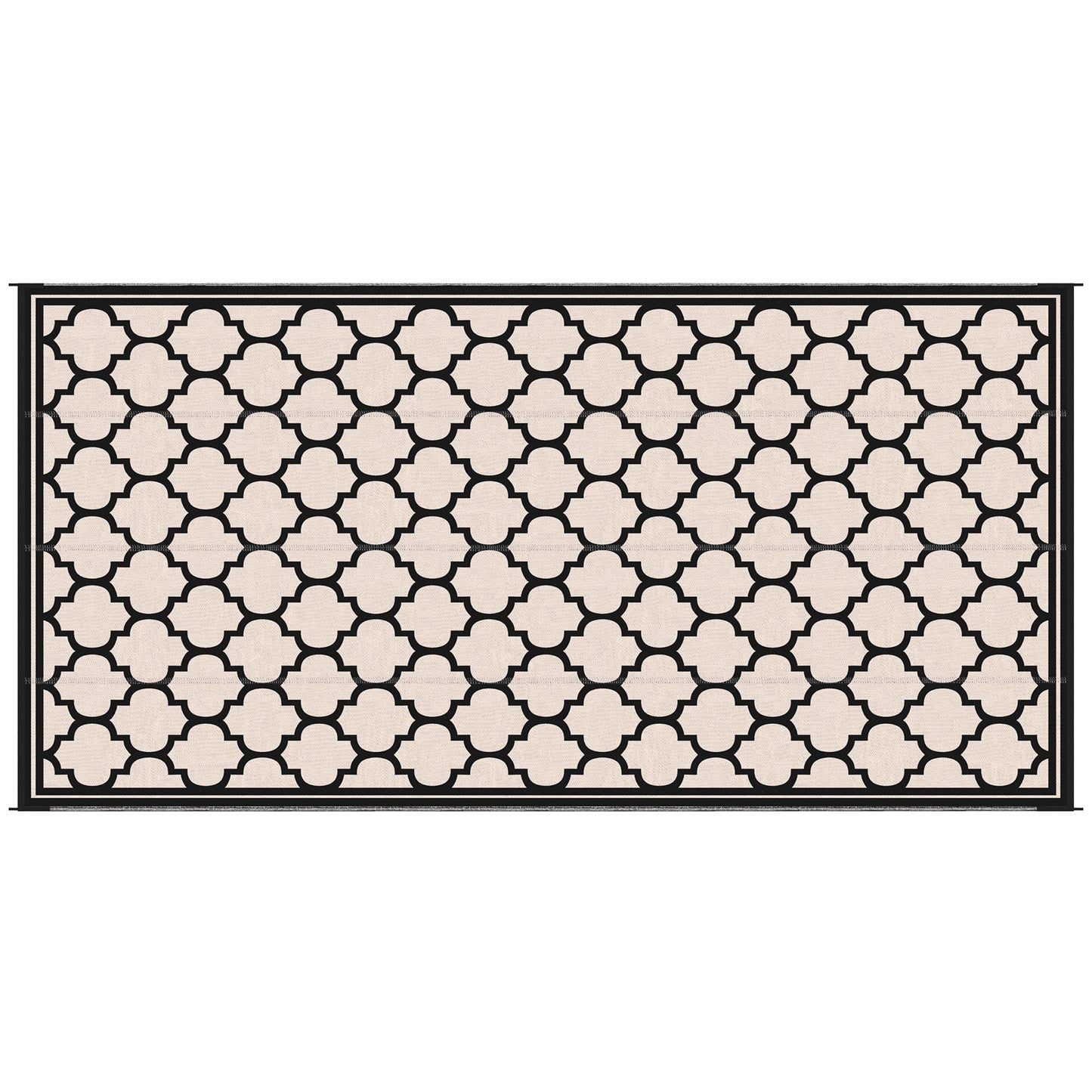Cream and black geometric trellis pattern area rug durable for hightraffic areas