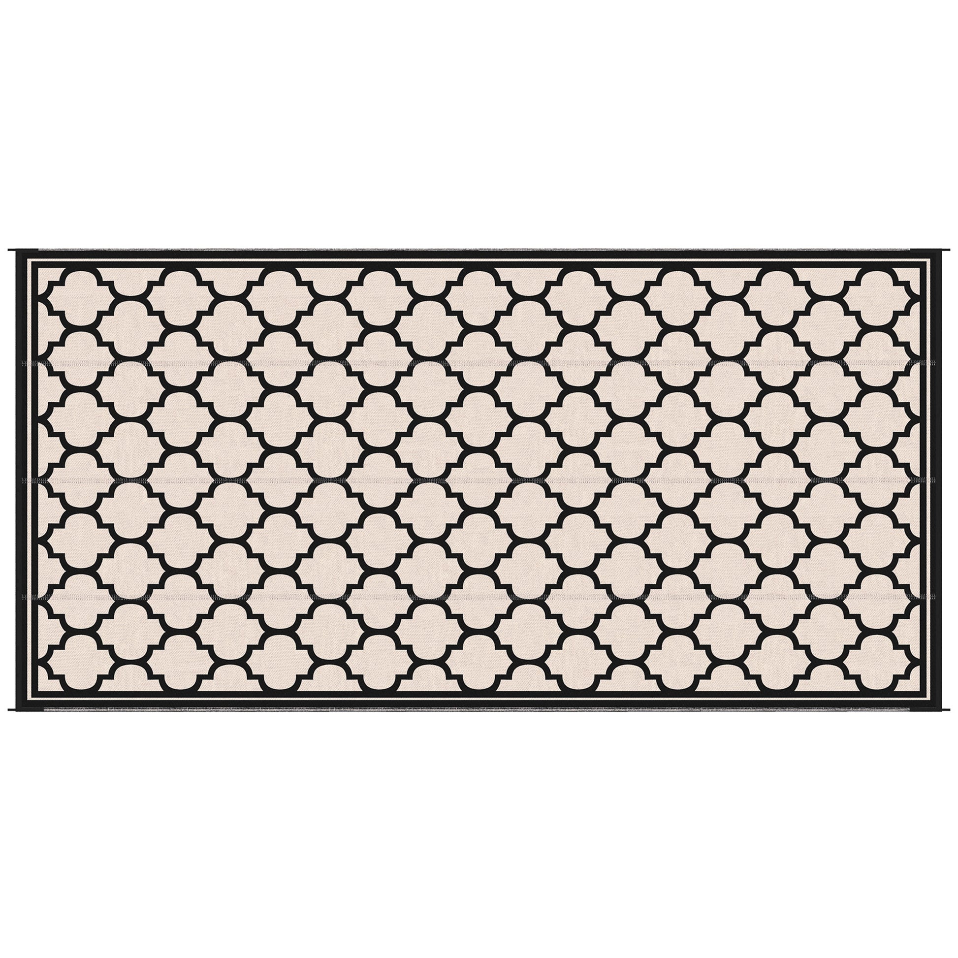 Cream and black geometric trellis pattern area rug durable for hightraffic areas