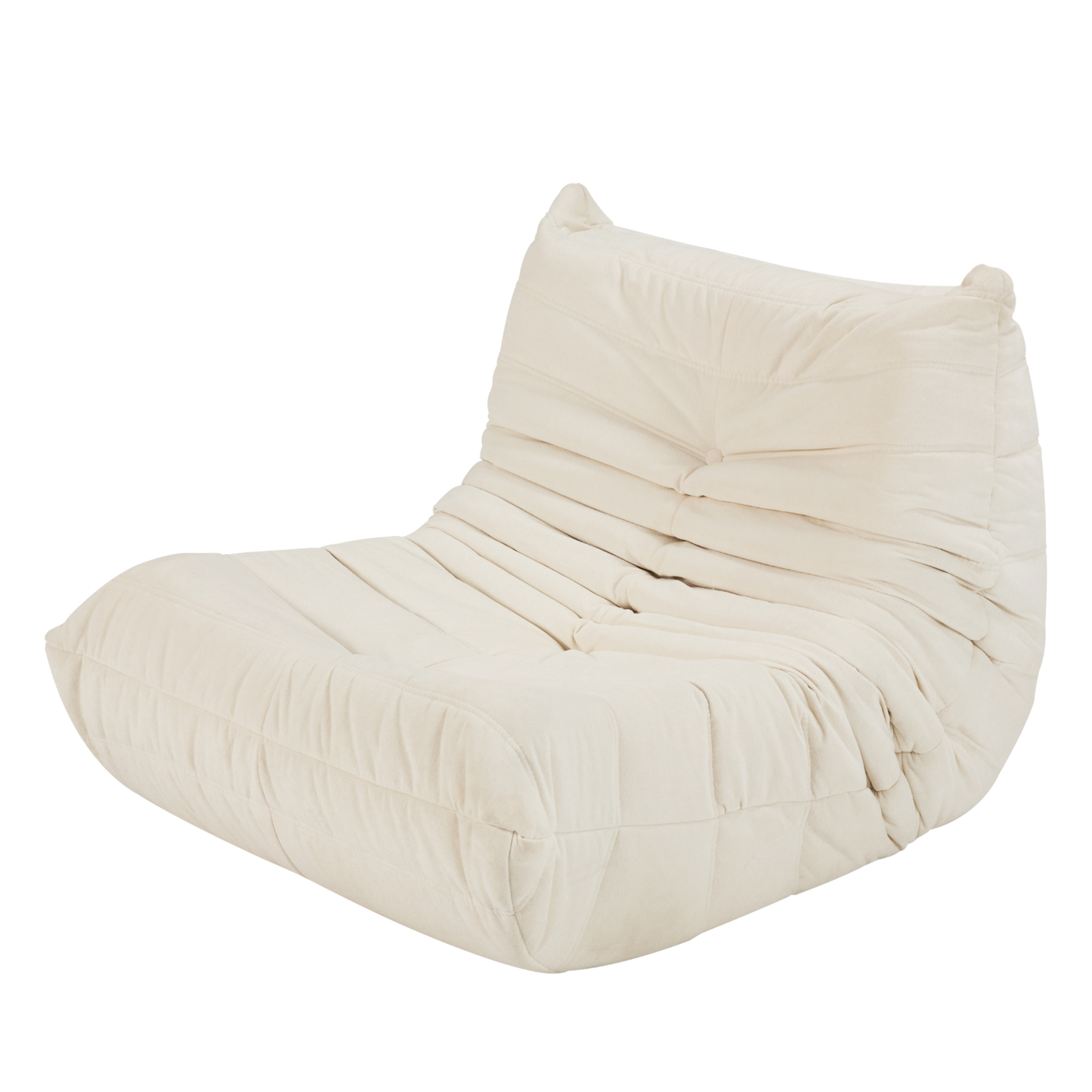 Cream upholstered accent chair with quilted detailing for modern living rooms